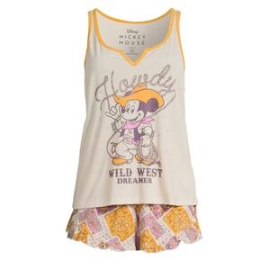 ‼️ LAST CHANCE ‼️ Disney Mickey Mouse Women's Sleepwear Set - Cream and Yellow